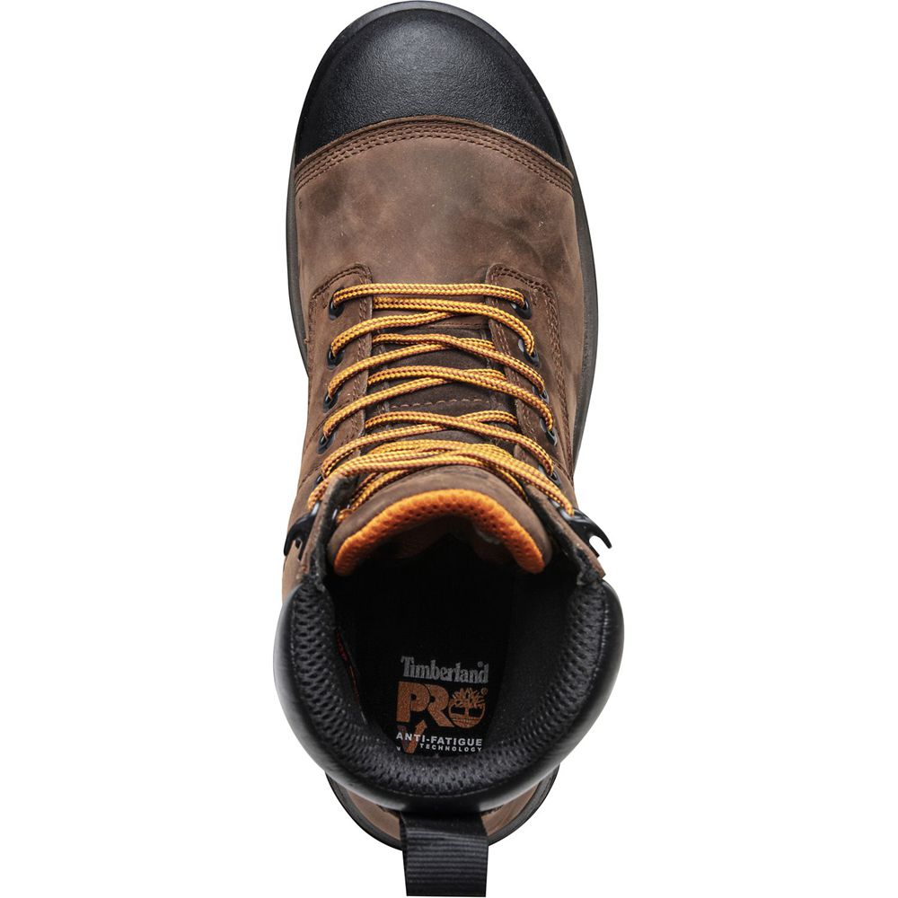 Timberland Μποτακια Εργασίας Ανδρικα Καφε/Μαυρα - Pro® Helix Hd 8\" Comp Toe - Greece 1260374-JG